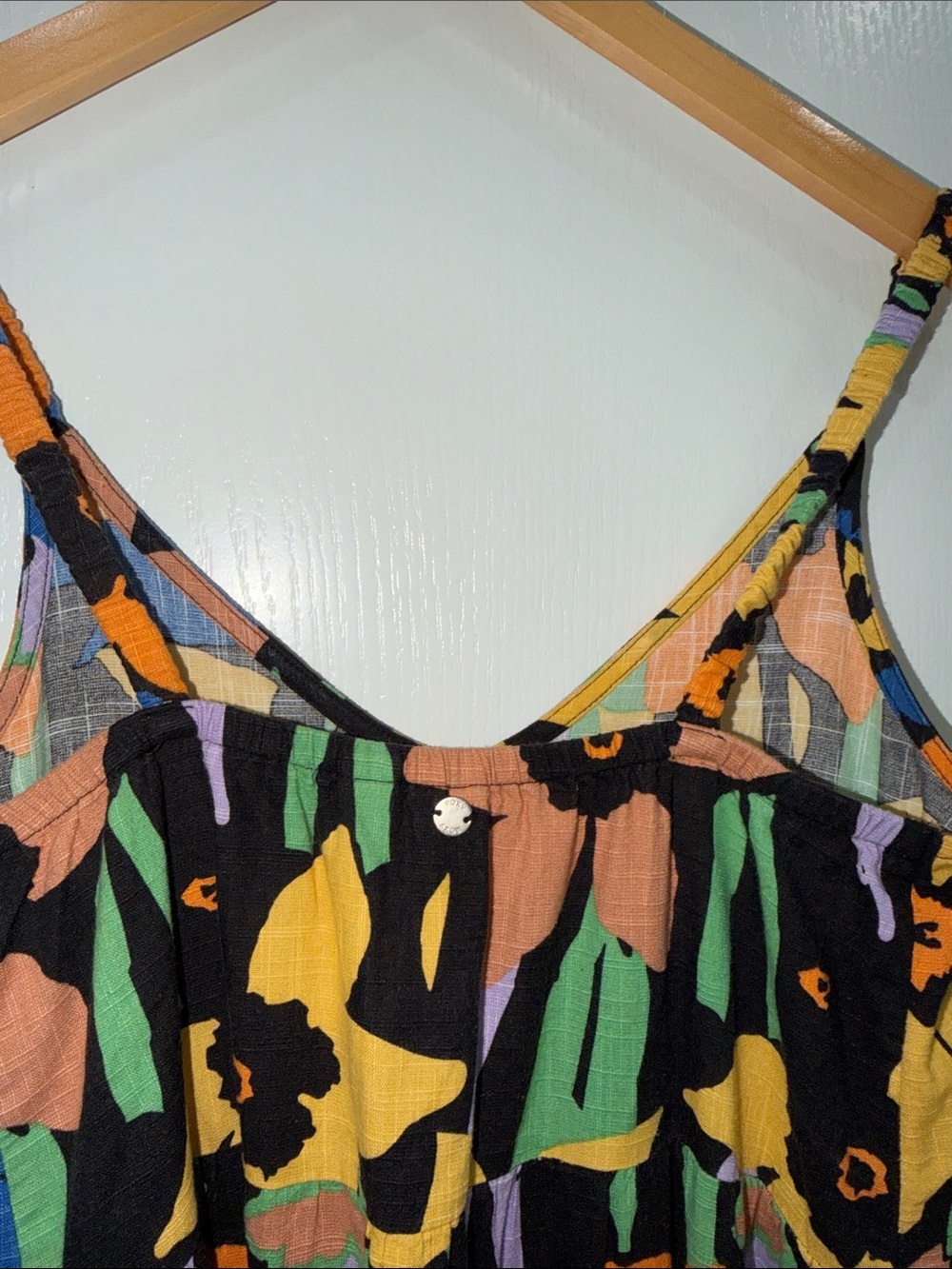 Roxy "Waiting Line" midi dress Multicolor Floral black , Yellow, Blue & Green XS - Picture 7 of 8